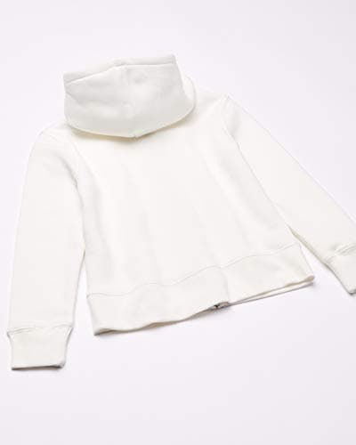 Amazon Essentials Girls' Fleece Zip-Up Hooded Sweatshirt with Lined Hood and Rib Knit Detail, White, Medium — view 4