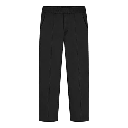 Boys Pants Elastic Waist Trousers Youth Chinos Trousers Pull On Relaxed School Uniform Pants Comfort Twill Pants Black — view 4