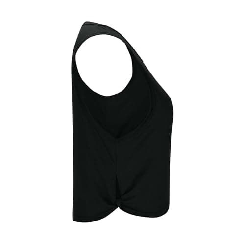 Athletic Tank Tops for Women Twist Knot Cut Out Side Slit Crop Tops Yoga Workout Loose Fit Sleeveless T-Shirts Black — view 5