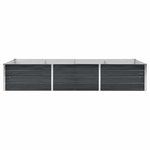 vidaXL Garden Raised Bed Planter Flower Vegetable Plants Herb Grow Pot Box Outdoor Patio Balcony Gardening Anthracite 94.5" Galvanized Steel — view 5