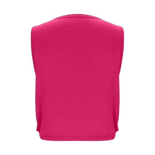 Athletic Tank Tops for Women Twist Knot Cut Out Side Slit Crop Tops Yoga Workout Loose Fit Sleeveless T-Shirts Hot Pink — view 3