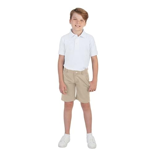 French Toast Unisex Kids Short Sleeve Pique (Standard & Husky) Polo Shirt, White, L — view 2