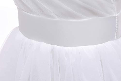 Glamulice Lace Flower Girl Dress White First Communion Kids Birthday Ball Gown Junior Bridesmaid Tulle Maxi V Neck Spaghetti Straps Long A Line Pageant Wedding Party Dresses 11-12 School Program Gown — view 4
