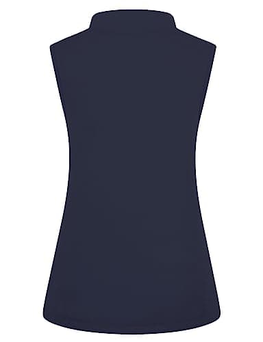 Viracy Women's Zip Up Golf Workout Tank Tops Sleeveless Quick Dry Athletic Polo Shirts, B-navy Blue, XX-Large — view 2