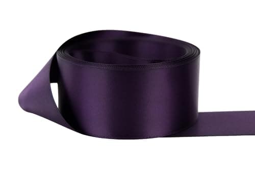 Ribbon Bazaar Double Faced Satin - Premium Gloss Finish - 100% Polyester Ribbon for Gift Wrapping, Crafts, Scrapbooking, Hair Bow, Decorating & More - 1-1/2" Eggplant 50yd Spool