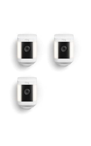 Ring Spotlight Cam Plus, Battery, Home or business security with HD video, Two-Way Talk, Color Night Vision, and Security Siren, 3-pack, White