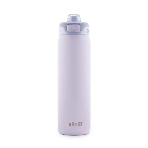 Ello Pop & Fill 22oz Stainless Steel Water Bottle with Quick Fill Technology, Double Walled and Vacuum Insulated Metal, Leak Proof Locking Lid, Sip and Chug, Reusable, BPA Free, Aurora