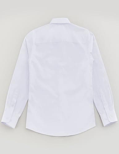 Marvelous World Boys' Long Sleeve Solid Buttoned Cuffs Dress Shirt Kids Casual Button Down Shirts White Size 8 — view 5