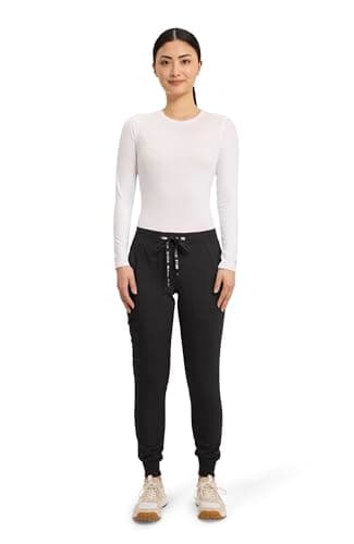 Med Couture Scrub Pants for Women Jogger Pant with 5 Pockets, Lightweight, Ultra Soft, 2-Way Stretch Fabric - MC7710T, M Tall, Black — view 2