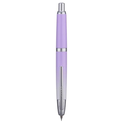 Jinhao 10 Press Fountain Pen with Box, Gradient Light Purple Retractable Fine Nib with Ink Converter Set (Silver Clip)
