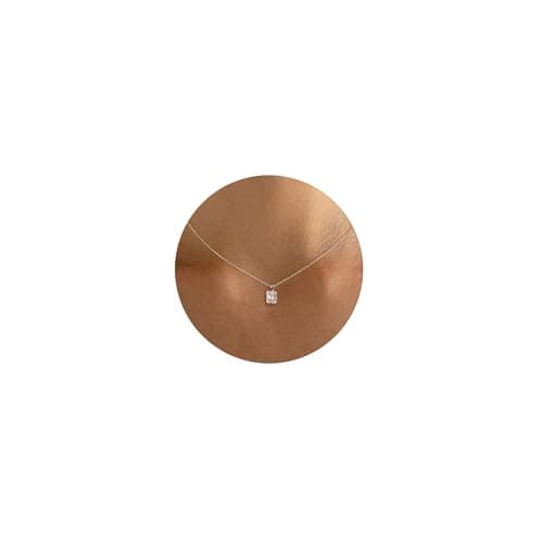 Tewiky Necklace for Women, Sterling Silver Plated Pendant Necklaces Dainty Small Cute Necklaces Aesthetic Simple Pendant Necklace Jewelry for Women
