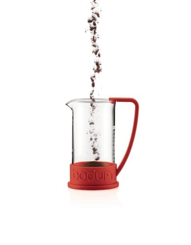 Bodum 34oz Brazil French Press Coffee Maker, High-Heat Borosilicate Glass, Red - Made in Portugal