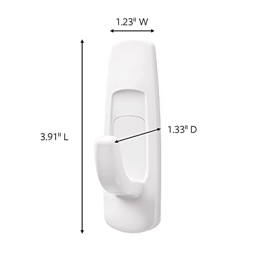 Command Large Utility Hooks, Damage Free Hanging Wall Hooks with Adhesive Strips, No Tools Wall Hooks for Hanging Back to School Dorm Organizers, 3 White Hooks and 6 Command Strips — view 2