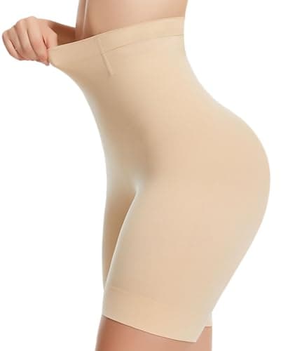 sellto Tummy Control Shapewear Shorts High Waisted Body Shaper Shapewear Underwear Slip Shorts for Under Dresses (CA/US, Alpha, Large, Regular, Regular, Nude)