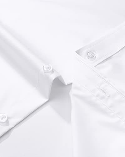 J.VER Men's Dress Shirts Solid Long Sleeve Stretch Wrinkle-Free Formal Shirt Business Casual Button Down Shirts White Medium — view 4