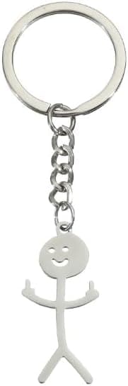 1Pc Silver Stainless Steel Funny Doodle Keychain Finger Pendant Keyring Long Distance Friendship Jewelry Gift for Men Women Keyrings, Keychains and Charms,Clothing, Shoes and Jewelry Accessories,