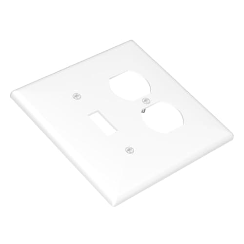 CORENEST Decorative Outlet Covers Pure White 2 Gang Light Switch Cover Plate Single Toggle Duplex Wall Plates for Electrical Outlets Switch Plate Covers for Bedroom Kitchen Home Decor — view 2
