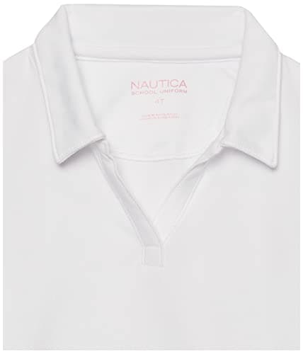 Nautica Girls School Uniform Short Sleeve Performance Polo Shirt, White, 8 10 US — view 3