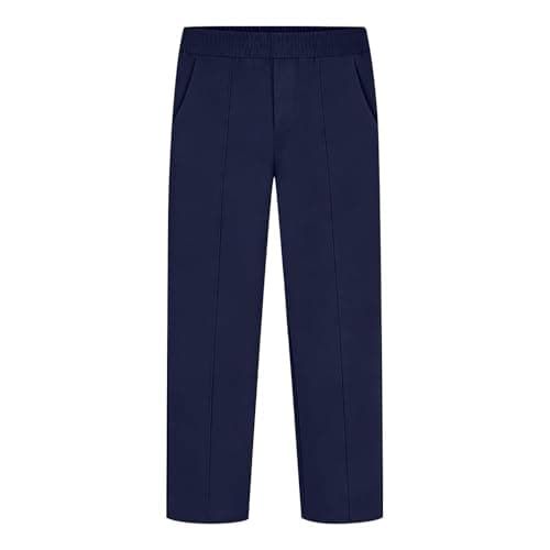 Boys Pants Elastic Waist Trousers Youth Chinos Trousers Pull On Relaxed School Uniform Pants Comfort Twill Pants Navy — view 4