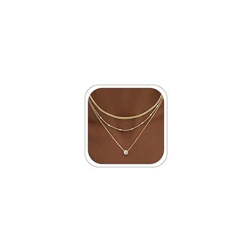 WomenGifts Layered Gold Necklaces for Women, 14K Gold Plated Dainty Cute Pendant Necklace Jewelry Set, Chunky Stackable Cuban Chain Choker Collar, Trendy Waterproof Non Tarnish Jewelry Gift for Mom