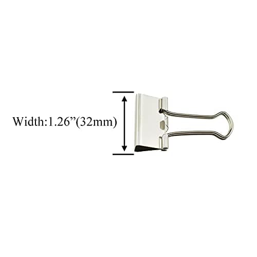 HAHIYO Binder Clips Paper Clamps Spring Steel Sturdy Medium 1.26 inches Width 0.39 Inch Capacity No Sharp Edges Heavy Duty Tight Grip Reusable Silver Metal Bright Finish for Home Office School 13 Pack — view 3