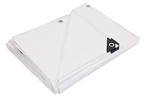 Kotap 8-ft x 10-ft Heavy-Duty 12 by 12 Cross Weave 8-mil White Poly Tarp, Item: TRW-0810