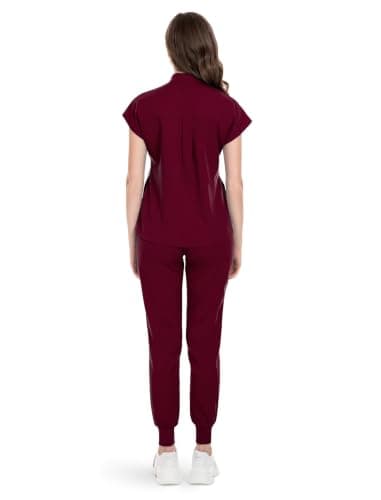 2026 Newest Scrubs Set for Women, 4-Way Stretch Medical Workwear Nurse Uniforms Set Modern Scrub Top & Jogger Pants — view 3