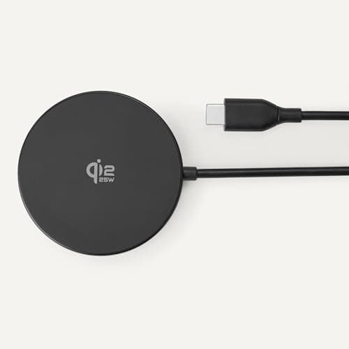 Amazon Basics 25W Qi2.2 Certified Wireless Charging Pad, MagSafe Compatible for iPhone 17/16/15/14/13/12, Magnetic Compatible for Android, Google Smartphones, Black (Adapter Not Included) — view 3