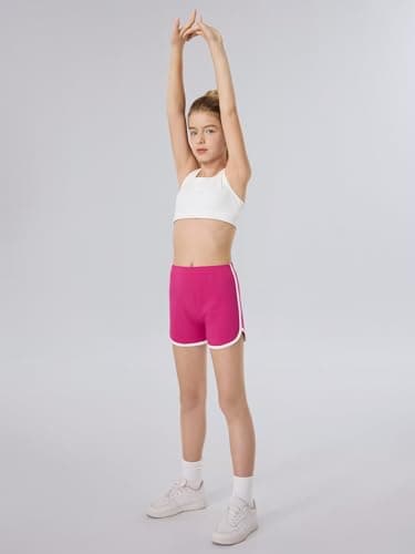5 Pack Cotton Girls Shorts Toddler Girls Athletic Biker Running Shorts Dolphin Yoga Shorts for Kids Mixed Color A 6-7Y — view 3