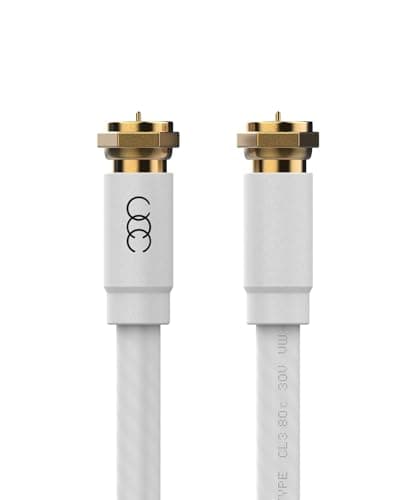 RG6 Coaxial Cable 6 FT, TV Coax Cable Wire, Quad Shielded Cable Cord, in-Wall Rated-Digital Audio Video Satellite Cable Extension, Gold Plated Compression Connectors - White, 6 Feet — view 2