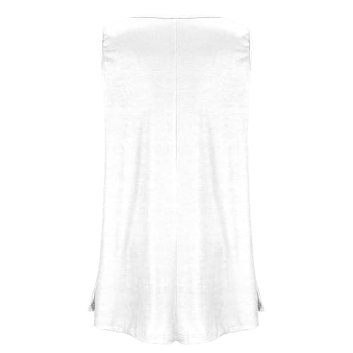 Womens Plus Size Tunic Tops Loose Fit Summer Casual Shirts Sleeveless Crewneck Flowy Blouses Wide Strap Camisole White — view 4