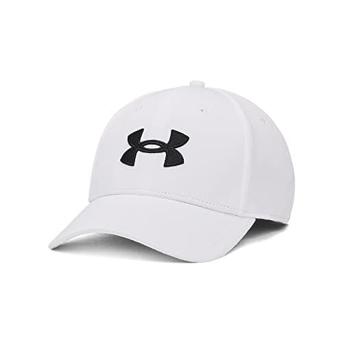 Under Armour Men's Blitzing Cap Stretch Fit, (100) White / / Black, Small-Medium