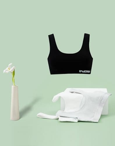 INNERSY Training Bras for Girls Wireless Comfortable Cotton Sports Bra 3 Packs(Large,Classic Trio) — view 2