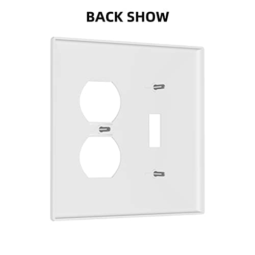 CORENEST Decorative Outlet Covers Pure White 2 Gang Light Switch Cover Plate Single Toggle Duplex Wall Plates for Electrical Outlets Switch Plate Covers for Bedroom Kitchen Home Decor — view 3