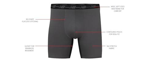 New Balance Men's Standard 5" Performance No Fly Boxer Brief (4 Pack), Black/Hi-lite/Team Royal/Lead, Medium — view 7