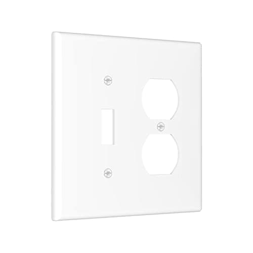 CORENEST Decorative Outlet Covers Pure White 2 Gang Light Switch Cover Plate Single Toggle Duplex Wall Plates for Electrical Outlets Switch Plate Covers for Bedroom Kitchen Home Decor