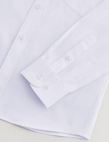 Marvelous World Boys' Long Sleeve Solid Buttoned Cuffs Dress Shirt Kids Casual Button Down Shirts White Size 8 — view 4
