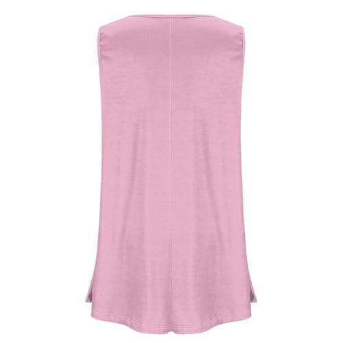 Womens Plus Size Tunic Tops Loose Fit Summer Casual Shirts Sleeveless Crewneck Flowy Blouses Wide Strap Camisole Pink — view 4