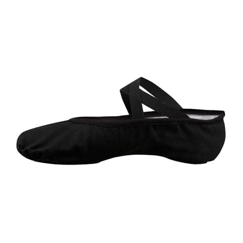 Bezioner Ballet Slippers Girls Canvas Ballet Dance Shoes Women Adult in Pink Black Split Sole（Black, Adult 7