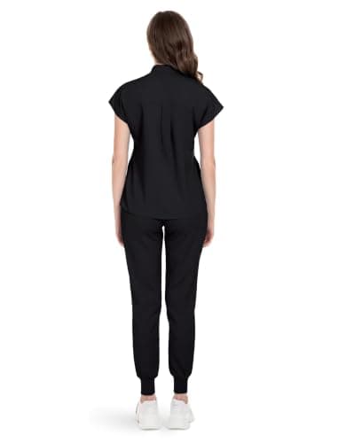 2026 Newest Scrubs Set for Women, 4-Way Stretch Medical Workwear Nurse Uniforms Set Modern Scrub Top & Jogger Pants — view 3
