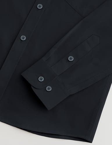 Marvelous World Boys' Long Sleeve Solid Buttoned Cuffs Dress Shirt Kids Casual Button Down Shirts Black Size 14 — view 4