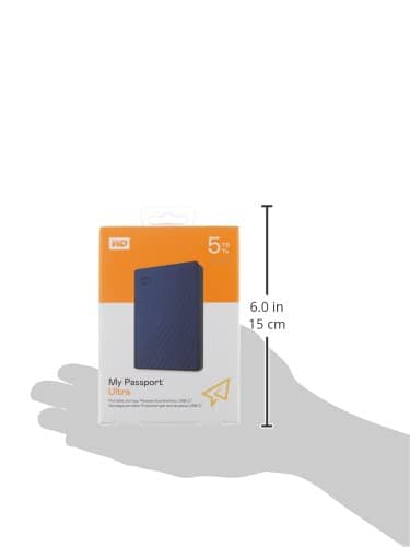 WD 5TB My Passport Ultra, Blue, Portable External Hard Drive, backup software with defense against ransomware, and password protection, USB-C and USB 3.1 - WDBFTM0050BBL-WESN — view 5