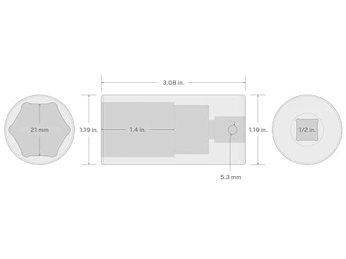 TEKTON 1/2 Inch Drive x 21 mm Deep 6-Point Impact Socket | SID23121 — view 5