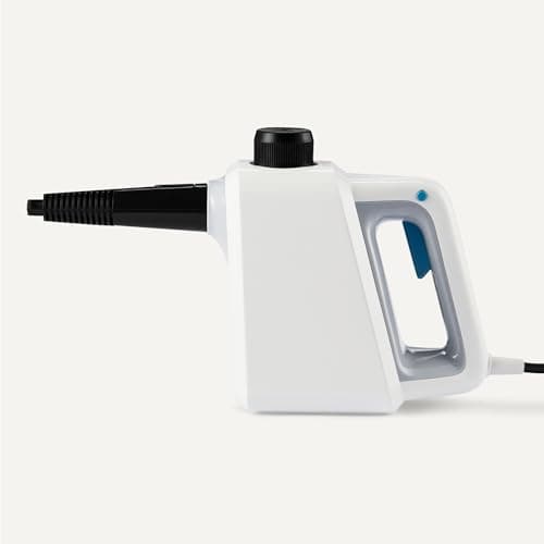 Amazon Basics Handheld Steam Cleaner for Home with 9 Accessories, Powerful 1000W Steam Shot, 8.5oz Tank, White — view 4