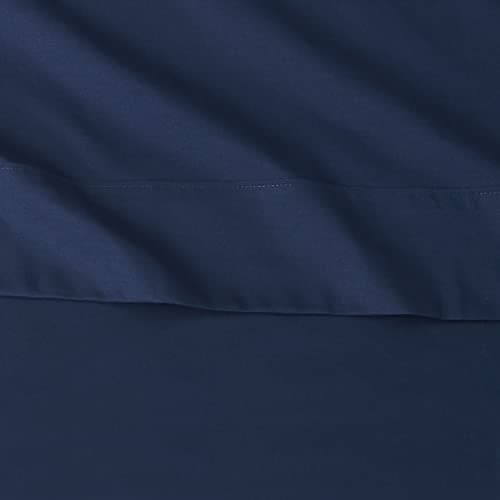 Amazon Basics Lightweight Super Soft Breathable Easy Care Microfiber 3 Piece Bed Sheet Set with 14-Inch Deep Pockets, Twin, Navy Blue, Solid — view 3