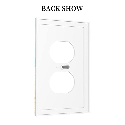 Beach Summer Seascape Starfish 1 Gang Outlet Covers Decorative Single Duplex Wall Plate Receptacle Switchplate Coastline Ocean Sunny Electrical Faceplate for Bathroom Kitchen Home Decor — view 3