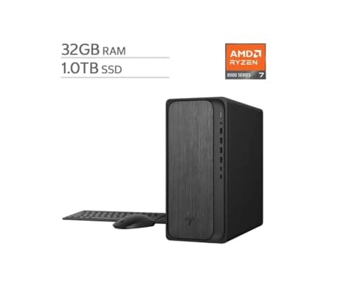 HP OmniDesk Desktop Computer PC, AMD Ryzen 7 8700G, 32GB DDR5 Memory, 1TB NVMe SSD, Radeon 780M Graphics, Wi-Fi 6 + Bluetooth 5.4 (Includes Keyboard + Mouse) — view 3