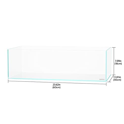 LANDEN 60S 7.9 Gal Shallow Aquarium Tank, Shallow Fish Tank, Rimless Low Iron Tank W23.6×D11.8×H7.1 in(60x30x18cm); 5mm Thickness Aquascape Fish Tank, Black Leveling Mat Included