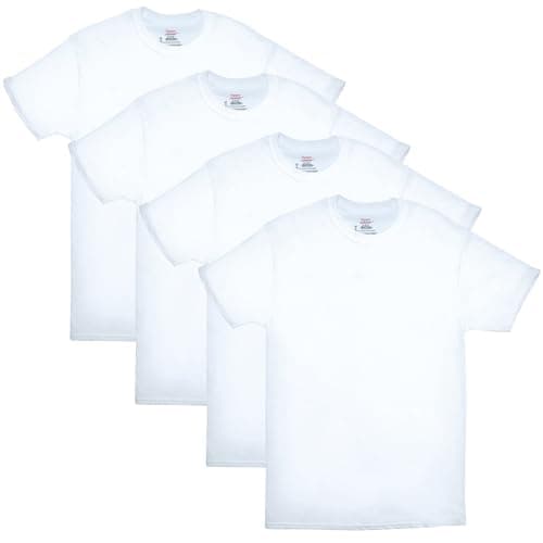 Hanes Mens ComfortSoft 4 Pack Cotton Crewneck T-Shirt. Undershirts, White, Medium US
