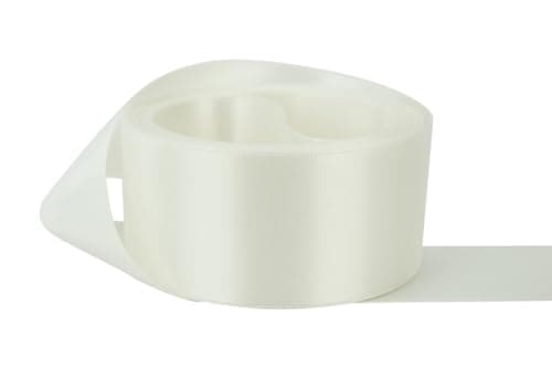 Ribbon Bazaar Double Faced Satin - Premium Gloss Finish - 100% Polyester Ribbon for Gift Wrapping, Crafts, Scrapbooking, Hair Bow, Decorating & More - 1-1/2" Off White 50yd Spool